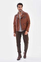 The Volt Textured Tan Leather Jacket Universal Fit