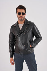 The Volt Black Leather Biker Jacket Exclusive Style