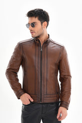 The Arezzo Brown Leather Jacket On Sale