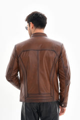 The Arezzo Brown Leather Jacket On Sale
