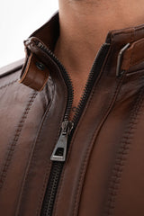The Arezzo Brown Leather Jacket On Sale