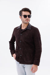 The Matera Suede Brown Leather Jacket Universal Fit
