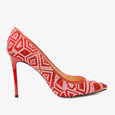 The Nampula Red Glitter Leather Pump Shoe Exclusive Style