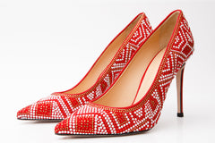 The Nampula Red Glitter Leather Pump Shoe Exclusive Style