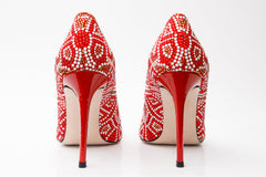 The Nampula Red Glitter Leather Pump Shoe Exclusive Style