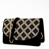 The Nampula Black Glitter Suede Leather Handbag Exclusive Style