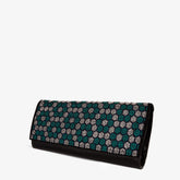 The Doha Black Leather Glitter Clutch For Sale