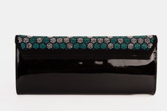 The Doha Black Leather Glitter Clutch For Sale
