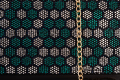 The Doha Black Leather Glitter Clutch For Sale