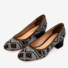 Nampula Crystal-Embellished Black Leather Pump All New