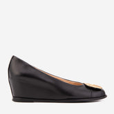 The Selene Black Leather Wedge Heel Shoe Exclusive Style