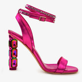 The Torola Fuchsia Stony Heel Leather Sandal Final Sale! All New