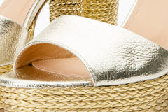 The Tampico Platform Heel Gold Leather Sandal Fine Craftsmanship