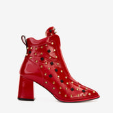 The Infanta Red Leather Block Heel Boot For Sale