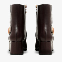 The Windsor Brown Leather Block Heel Boot Universal Fit