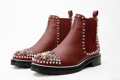 The Vuvulane Burgundy Spike Leather Ankle Boot All New