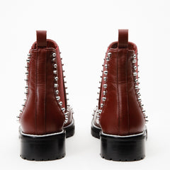 The Vuvulane Burgundy Spike Leather Ankle Boot All New