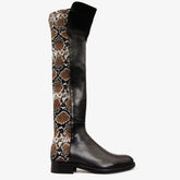 The Moengo Black Leather Leopard Knee High Boot Fine Craftsmanship