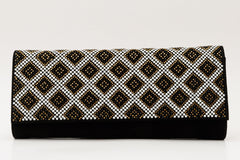 The Nampula Black Glitter Suede Leather Clutch Universal Fit