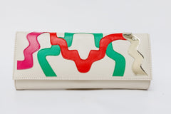The Tario Cream Leather Clutch On Sale