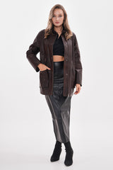 The Liora Brown Leather Jacket Universal Fit