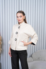 The Odessa Cream Leather Jacket Universal Fit