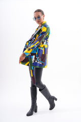 Sienna Abstract Art Leather Jacket – Blue Green Edition Fine Craftsmanship