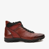 The Houston Leather Burgundy Lace-Up Casual Boot with a Zipper For Sale