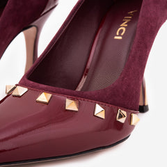 The Bella Vita Studded Burgundy Leather Pump Shoe All New