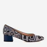 The Nampula Navy Crystal-Embellished Leather Pump On Sale