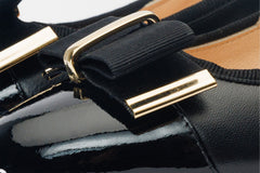 The Fano Black Leather Cap Toe Block Heel Pump Shoe All New
