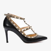 The Lulka Black Spike Leather Pump Shoe For Sale