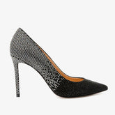 The Bago Black Silver Glitter Leather Pump Shoe Universal Fit