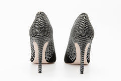 The Bago Black Silver Glitter Leather Pump Shoe Universal Fit