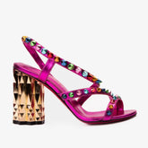 The Caris Fuchsia Block Heel Spike Leather Sandal Final Sale! Fine Craftsmanship