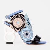 The Parama Blue Leather Ankle Strap Sandal On Sale