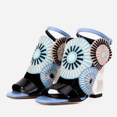 The Parama Blue Leather Ankle Strap Sandal On Sale