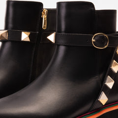 The Prag Black Leather Ankle Boot On Sale