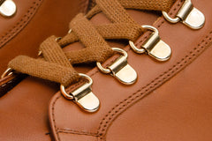 The Belgrano Tan Leather Lace-Up Ankle Boot With a Side Zipper For Sale