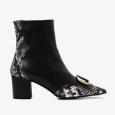 The Gray Black White Leather Block Heel Boot All New