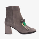The Luksor Grey Suede Leather Block Heel Boot Universal Fit