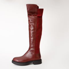 The Harmony Belle Burgundy Leather Knee High Boot For Sale