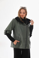 The Hudson Olive Green Leather Jacket Exclusive Style