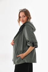 The Hudson Olive Green Leather Jacket Exclusive Style