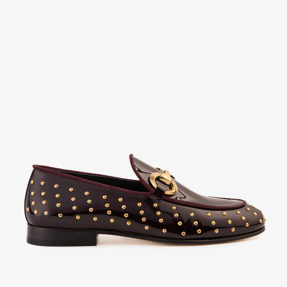 The Jupiter Shoe Burgundy Spike Leather Bit Dress Loafer Limited Edition Shoe For Sale