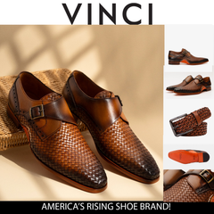 The Rolls Woven Tan Leather Single Monk Strap Handmade Shoe All New