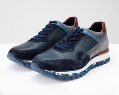 The Hoskova Navy Blue Leather Sneaker All New