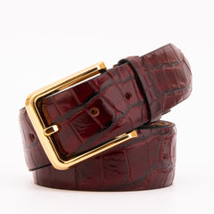 The Strat Burgundy Leather Belt On Sale
