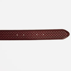 The Layla Burgundy Woven Pattern Leather Belt Fine Craftsmanship