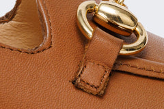 The Delhi Brown Leather Block Heel Pump Shoe Universal Fit
